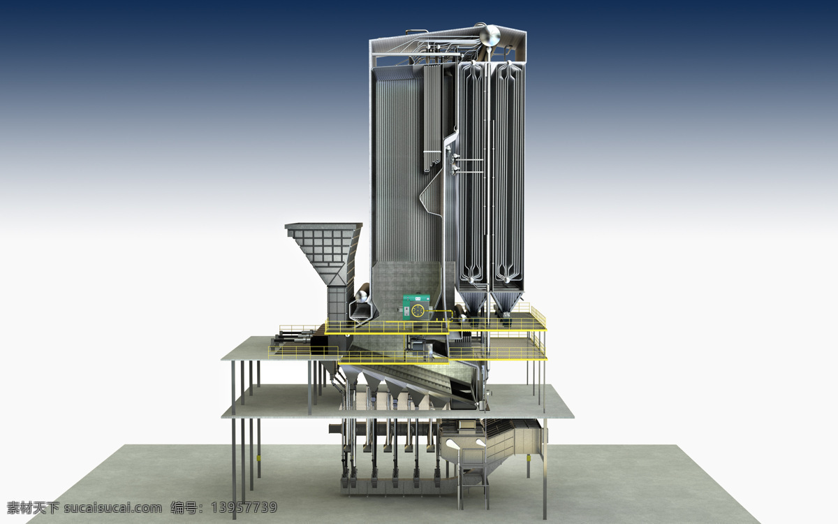 电站锅炉 省煤器 发电 管道 锅炉 水 流量 功率 3d模型素材 建筑模型