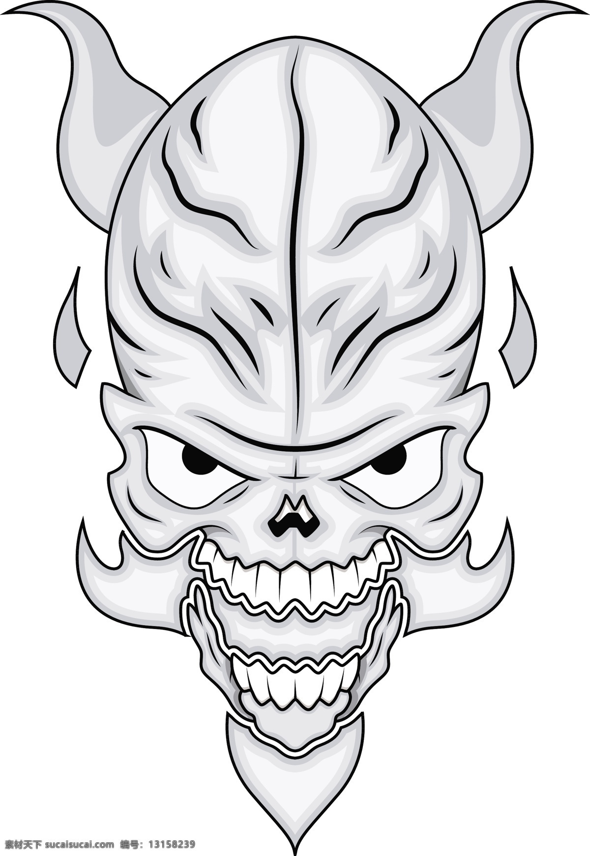 骷髅插画设计 白色