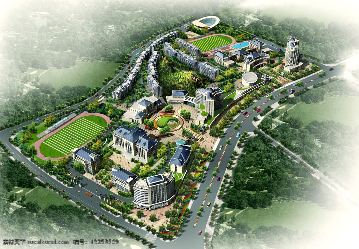 学校 规划设计 鸟瞰 学校建筑设计 校园 建筑 景观设计 园艺设计 房地产设计 建筑设计 3d 效果图 园林景观 环境家居