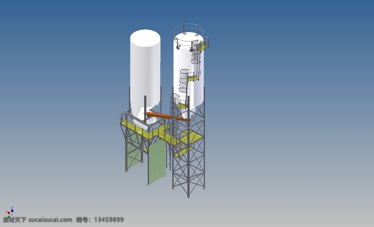 筒仓 梯子 和平台 工业设计 机械设计 建筑 3d模型素材 建筑模型