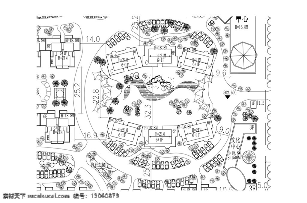 cad 住宅小区 总 平面 方案 cad平面图 cad景观 cad图纸 园林图 小区平面规划 小区景观规划 施工