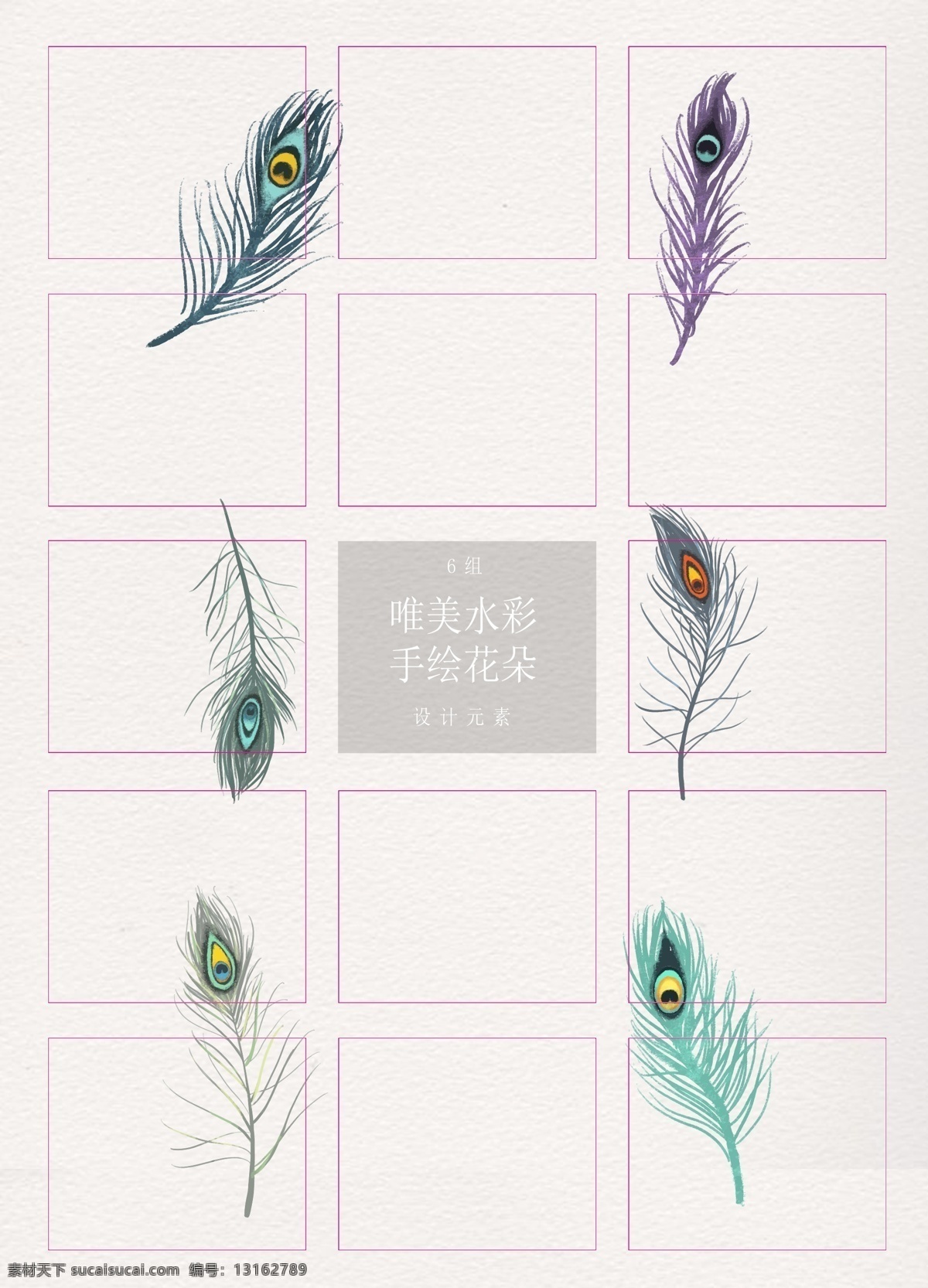 水彩 美丽 孔雀 羽毛 元素 翅膀 炫彩 孔雀羽毛 蓝绿色 鸟毛