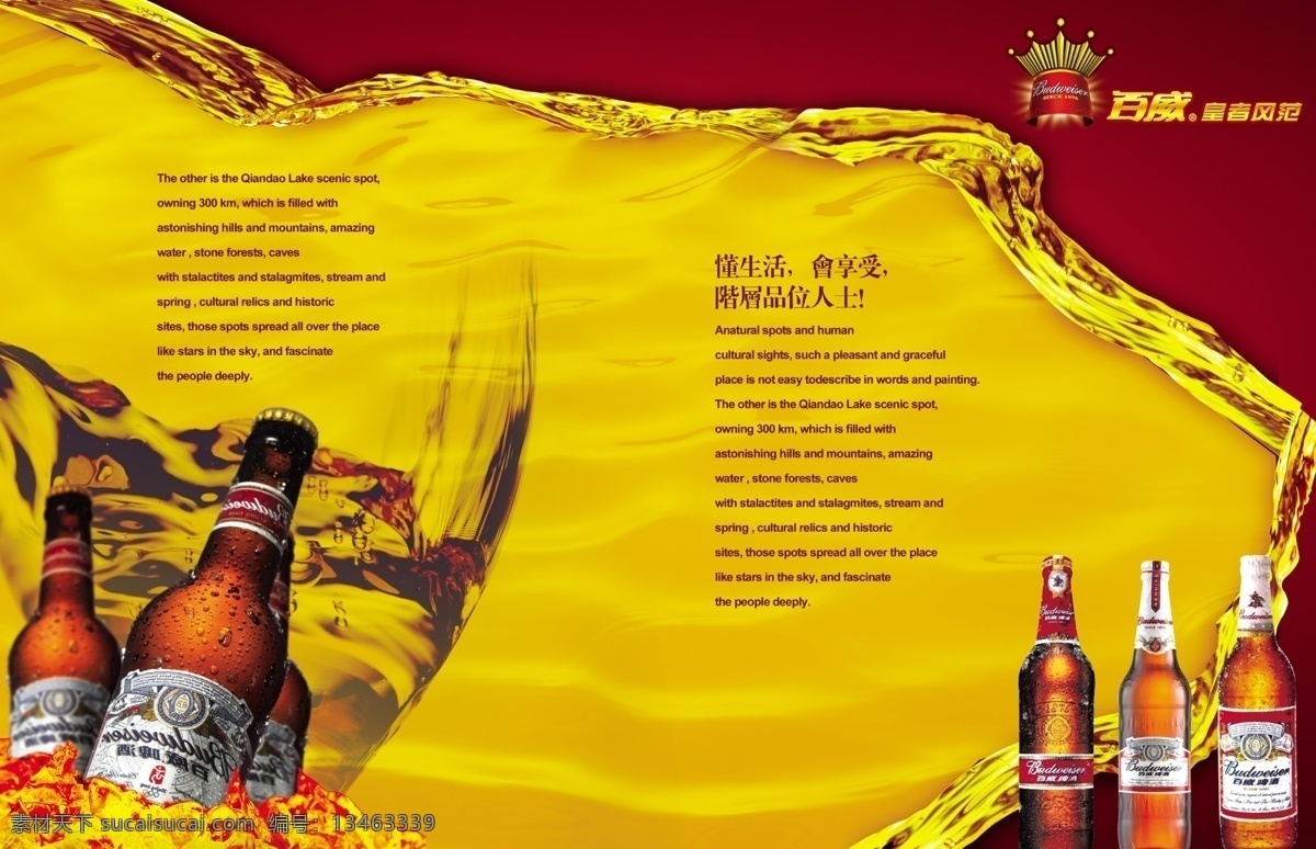百威啤酒 画册设计 分层 版式设计 画册模板 啤酒杯 啤酒海报 水珠 冰晶 寒气 百威标贴 其他海报设计