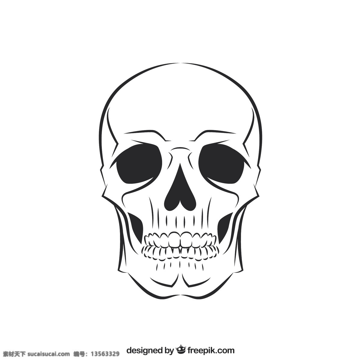 粗略的头骨 万圣节 头骨 手绘 人力 绘图 符号 骨架 死亡 骨头 邪恶的 粗略的 令人 毛骨悚然 白色