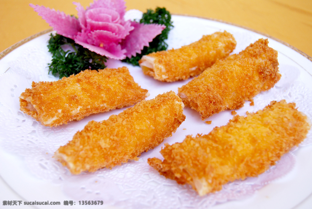 金沙黄金卷 香芹 萝卜花 食品纸 黄金卷 西餐美食 餐饮美食