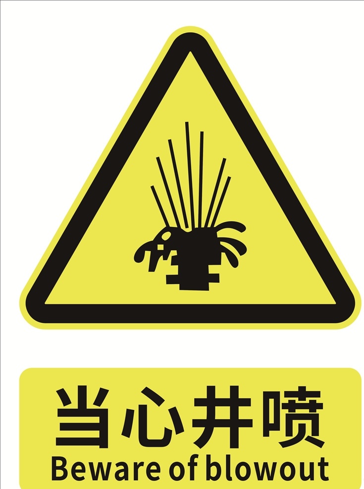 当心井喷 安全标识 安全标示 安全标志 警示标志 警示标识 标志图标 公共标识标志