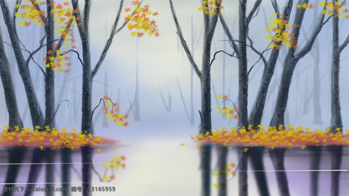 秋季 梦幻 树林 背景 唯美 秋天 彩色背景 秋季背景 秋分素材 特邀背景 传统节气 处暑节气 丰收季 秋分背景 秋季背景展板 秋季背景设计 古风