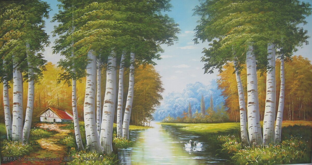 白桦林 300 绘画书法 设计图库 文化艺术 油画 设计素材 模板下载 装饰素材