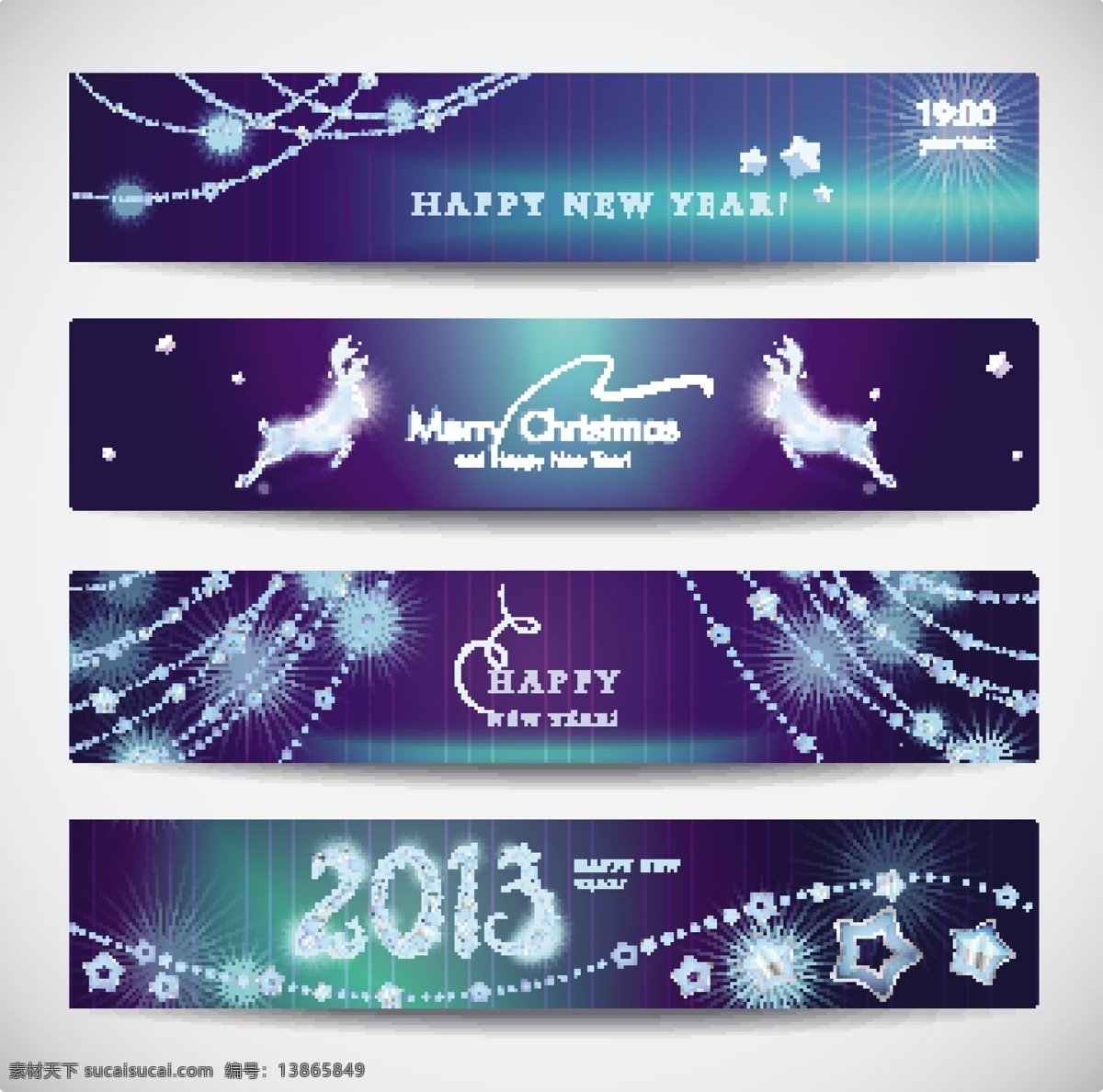 2013 新年 banner 矢量 潮流时尚 标签 标贴 横幅 星光 光晕 星星 麋鹿 梦幻 格式