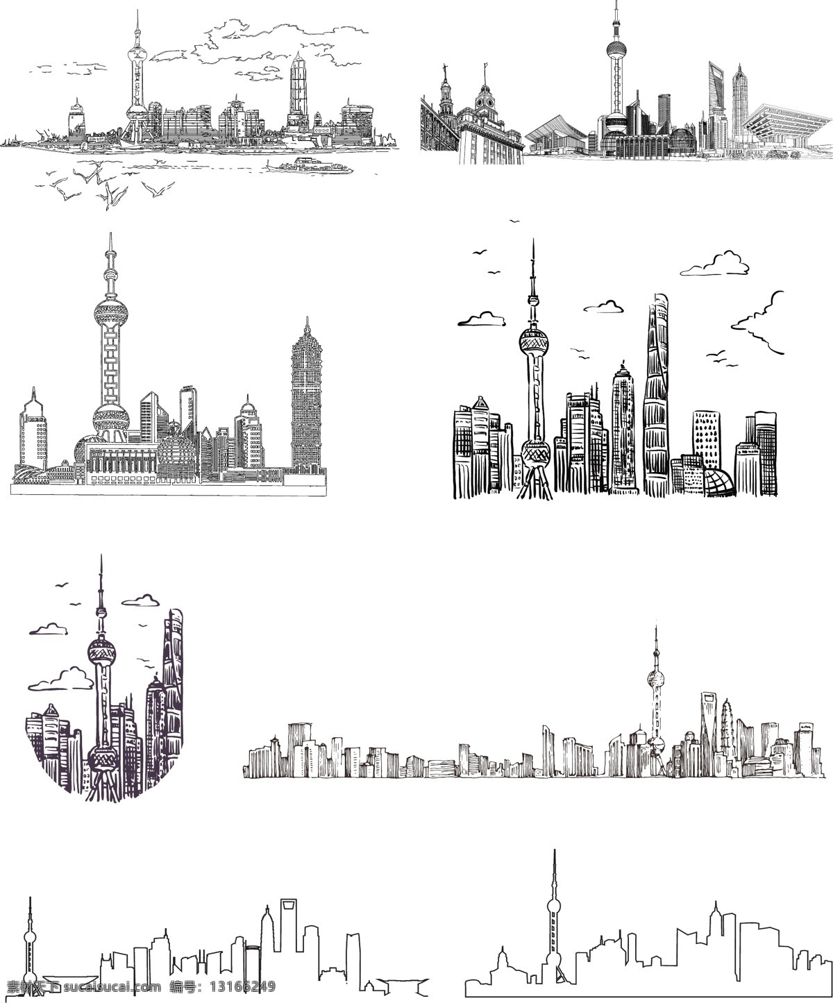 上海东方明珠 手绘 城市 高楼线条 最美上海 上海 高楼大厦 底纹边框 条纹线条