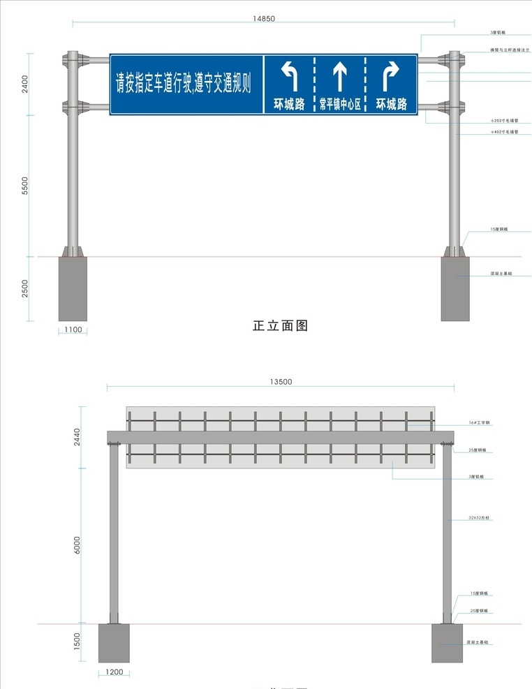 龙门架 龙门 公路指引牌 龙门架结构图 施工图 活动 宣传广告