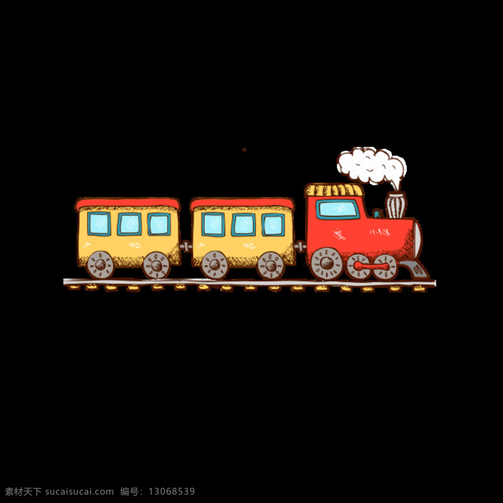 卡通 小 火车 元素 手绘 玩具 小火车