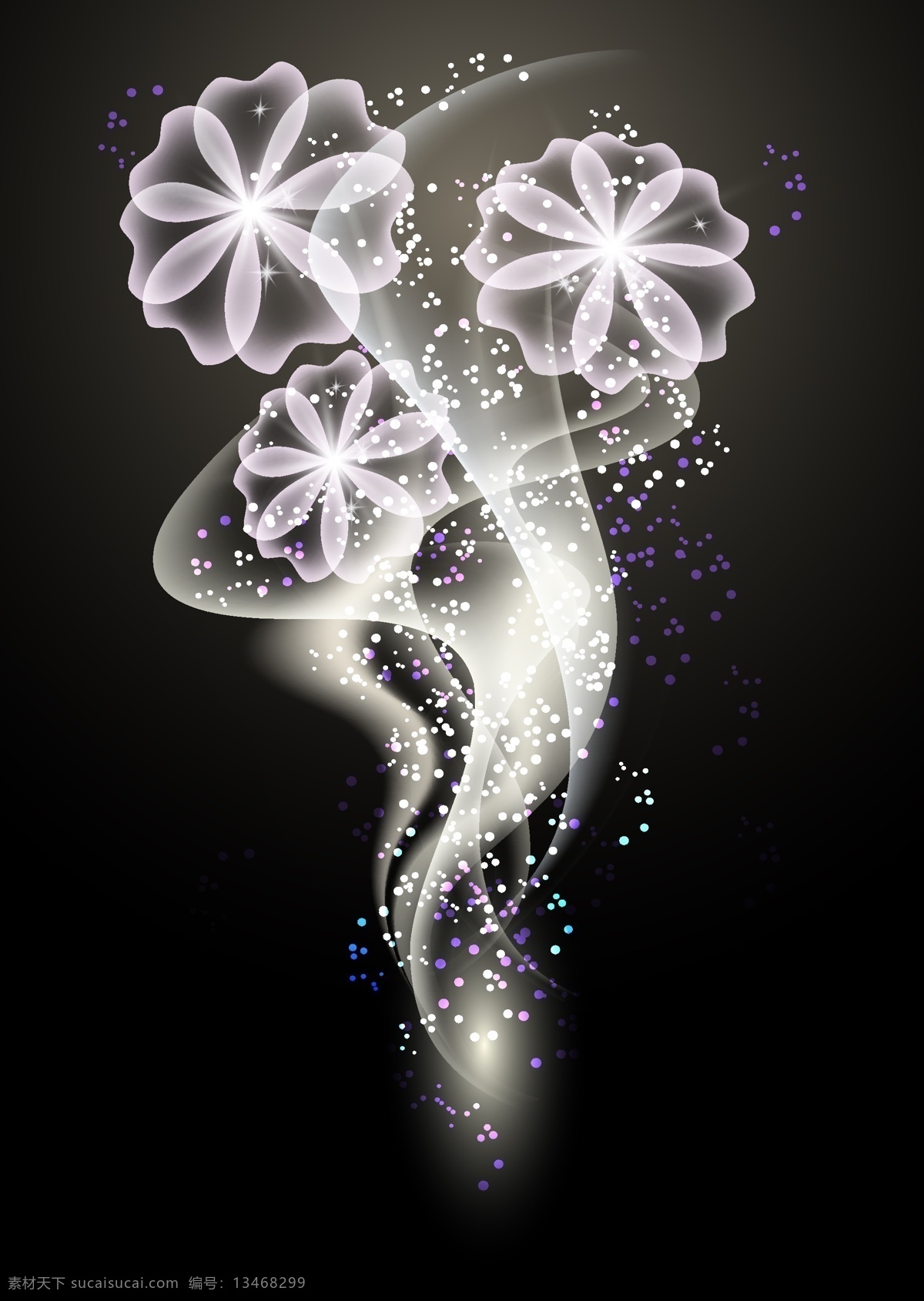 矢量 璀璨 花朵 梦幻 花卉 矢量素材 矢量图 花纹花边
