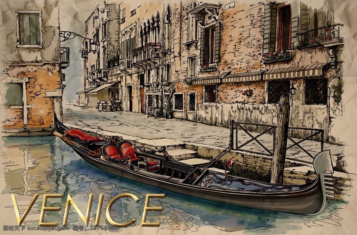 手绘 威尼斯 水城 模板