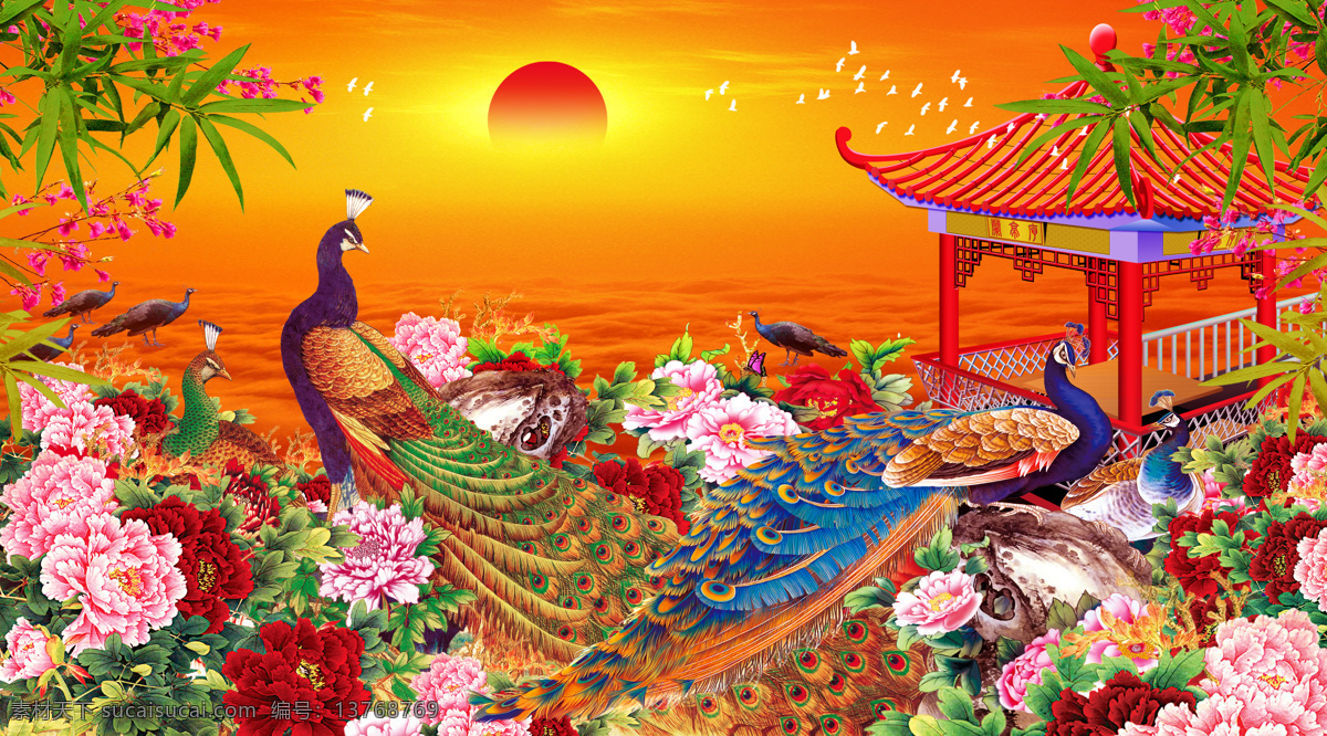 孔雀 艺术 画 背景墙 传统文化 屏风 文化艺术 艺术画 玉雕 家居装饰素材