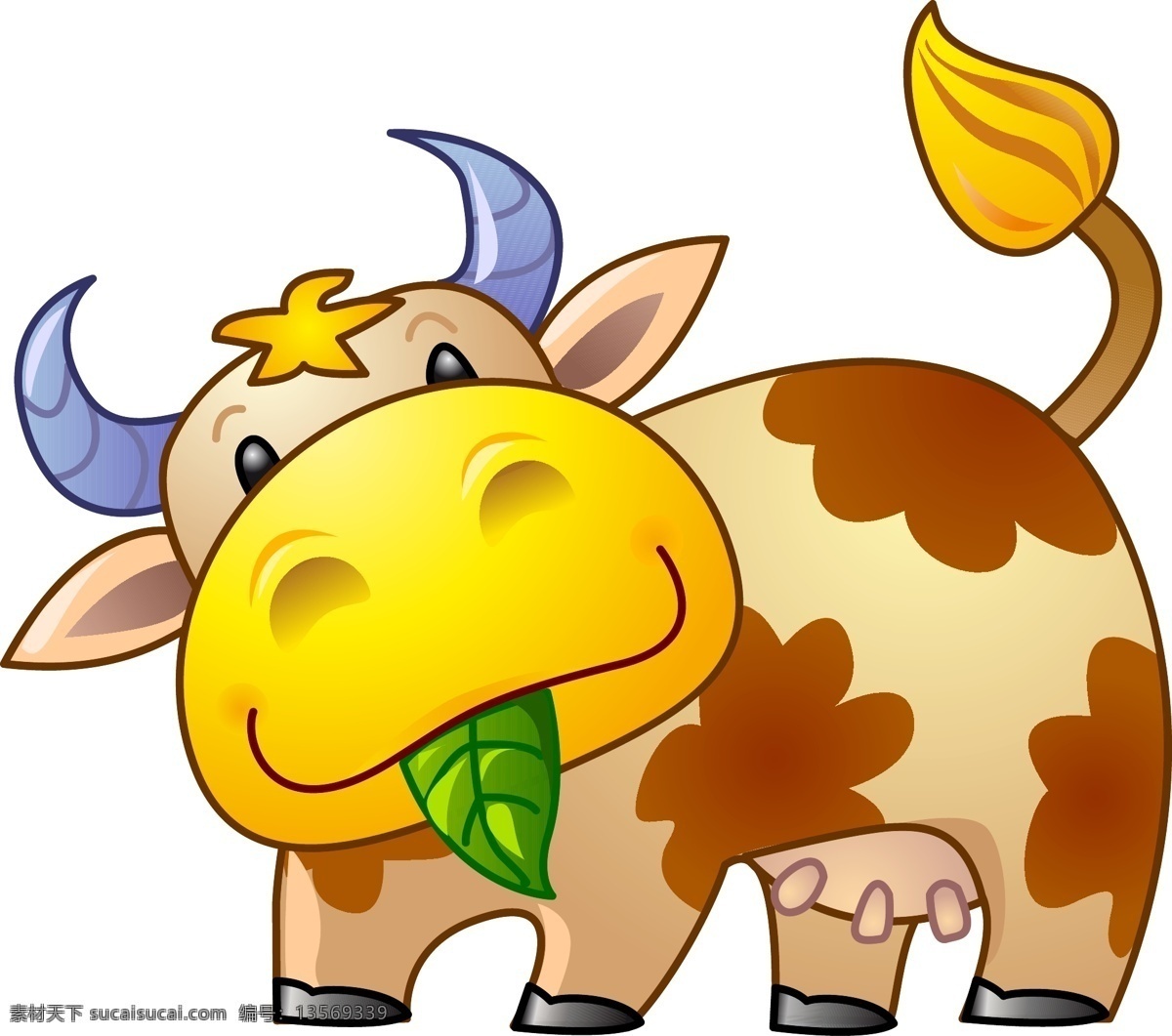 老牛 黄牛 老牛吃草 卡通动物 动画片 儿童 通话 可爱 小动物 野生动物 动物卡通 卡通世界 卡通设计 艺术设计 矢量