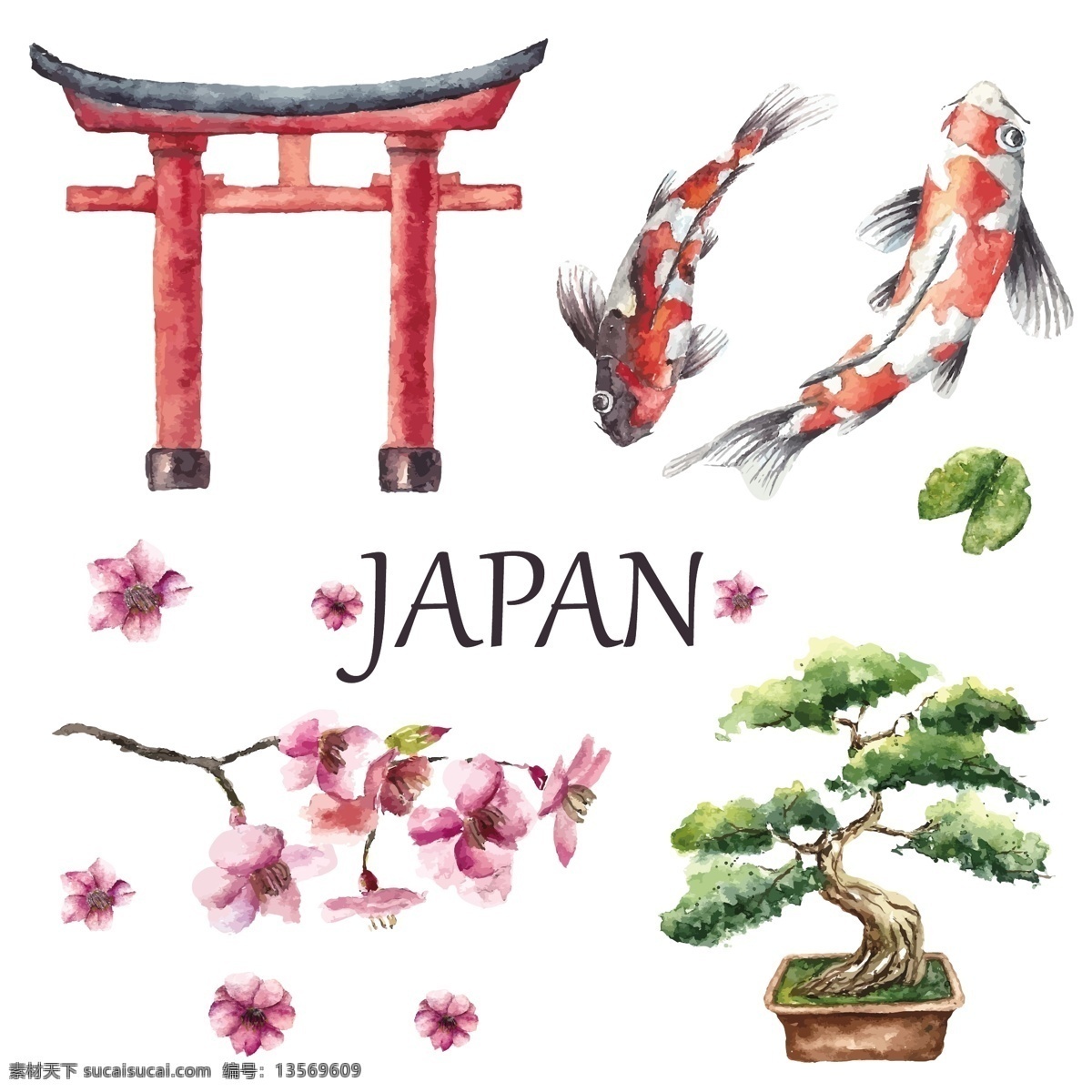 国画素材 梅花 鲤鱼 红色鱼 迎客松 盆景 樱花 南天门 宫门 矢量素材 鲤鱼矢量 梅花矢量 迎客松矢量 南天门矢量 自然景观