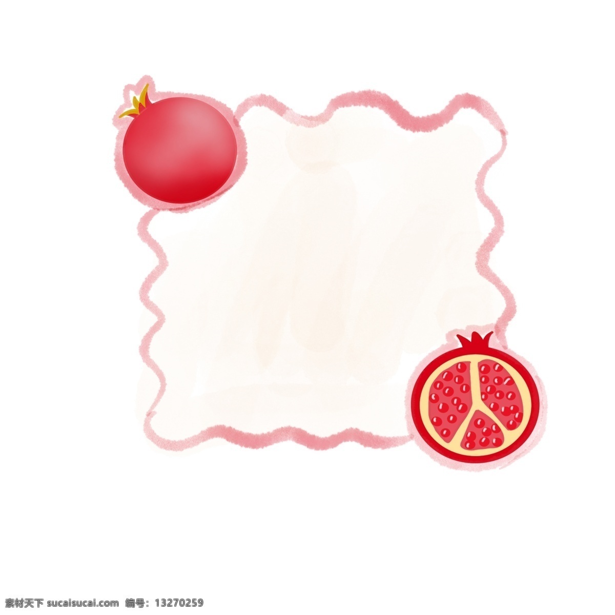 夏日 小 清新 水果 边框 石榴 小清新 红色
