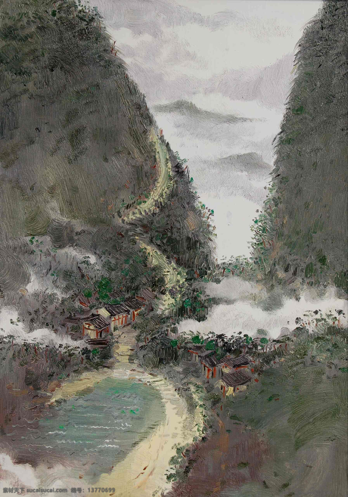 房屋 绘画书法 美术 山峰 山景 山路 树木 山路设计素材 山路模板下载 油画 山道 油画艺术 油画作品51 文化艺术 节日素材 五一劳动节