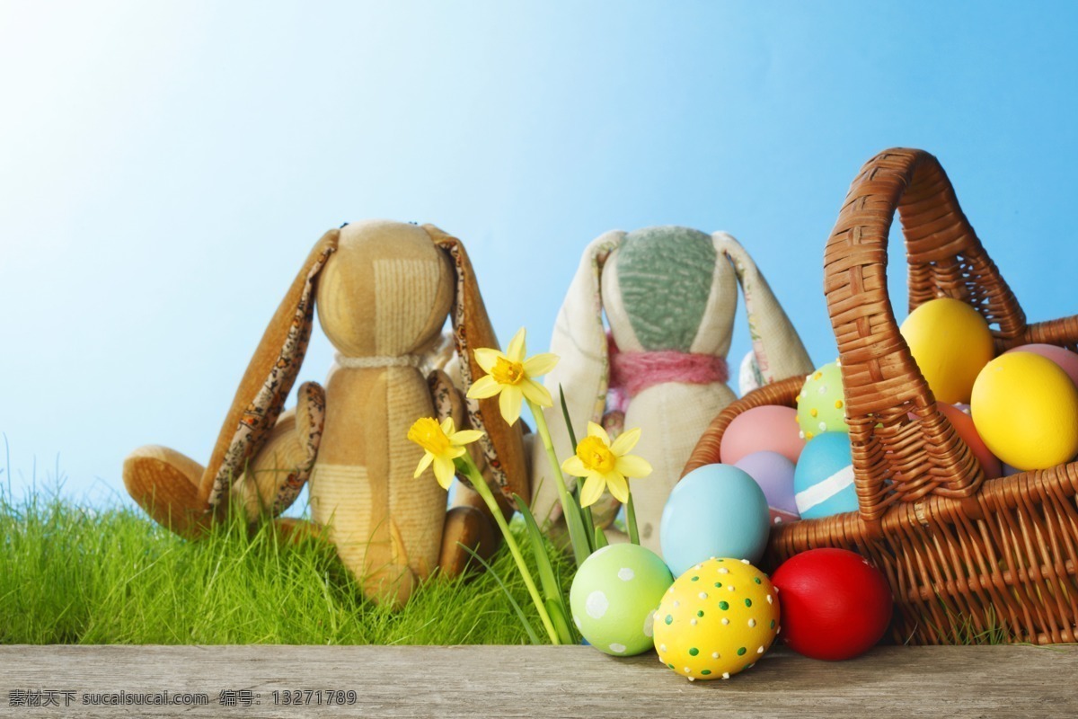 兔子 玩具 彩蛋 草地 篮子 复活节 节日庆典 生活百科