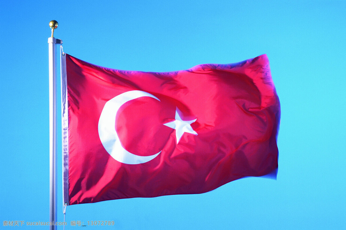 耳其国旗 耳其 国旗 旗帜 飘扬 旗杆 天空 文化艺术 摄影图库