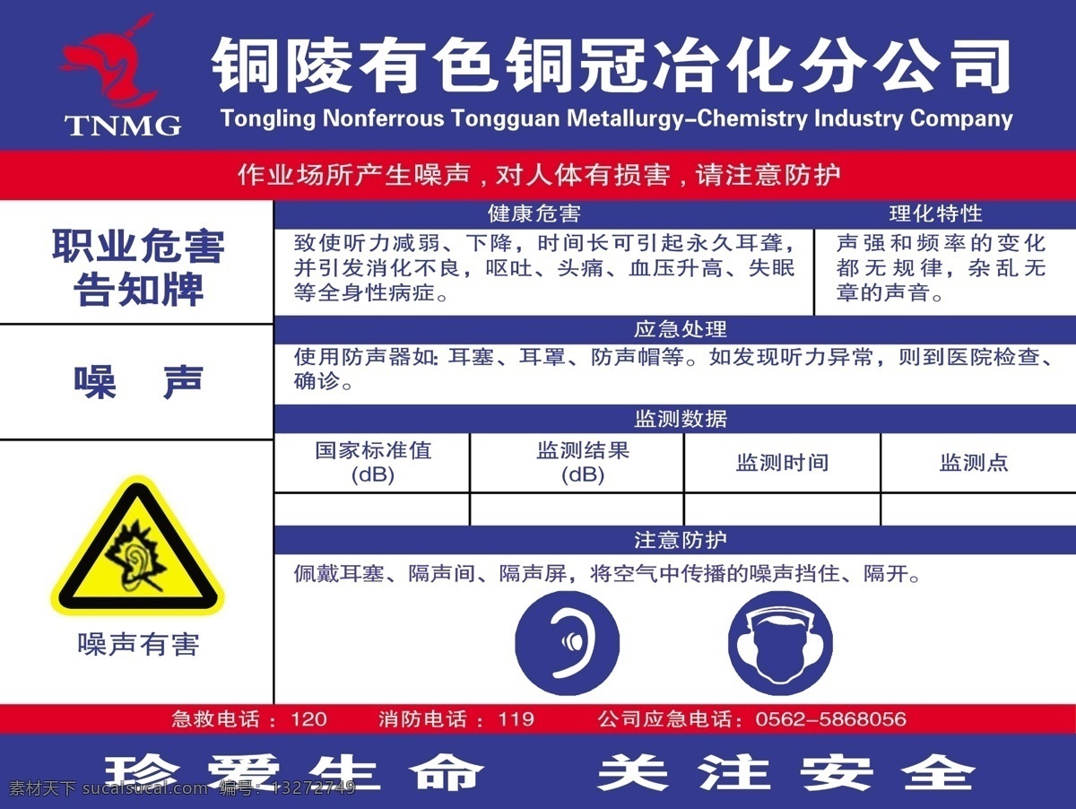 噪声 职业 危害 告知牌 警示牌 分层