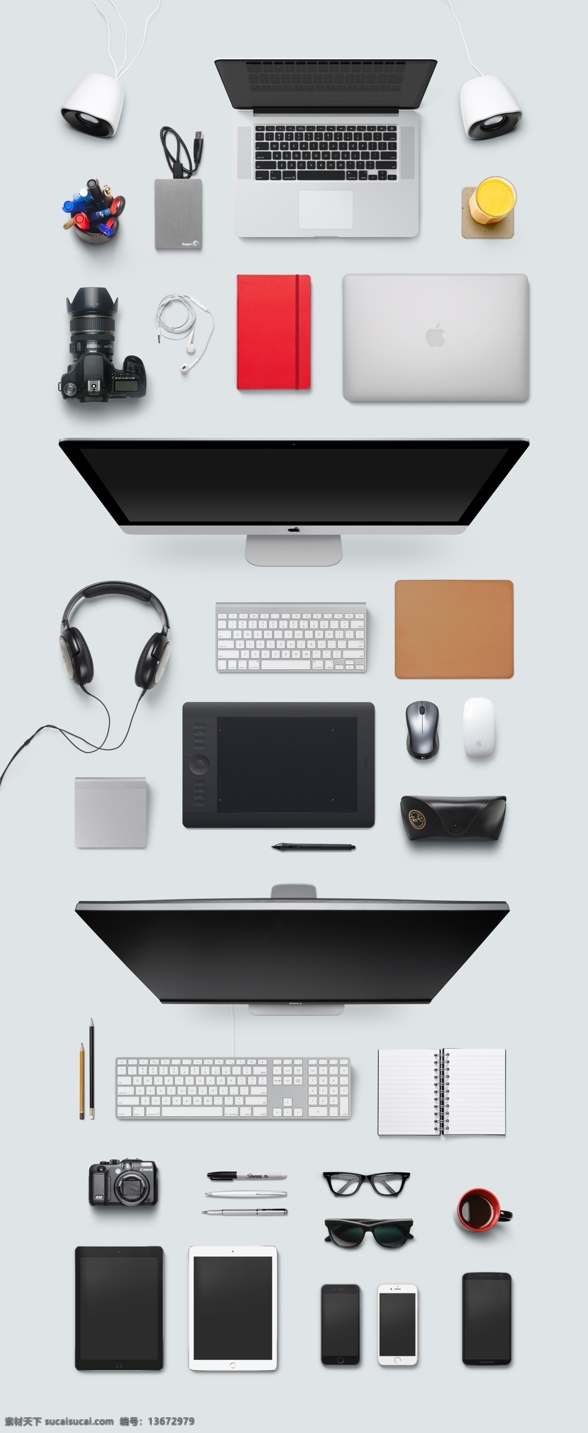 办公桌面 电脑 ipad 手机 木质背景 鼠标 键盘 相机 眼镜 笔 咖啡 笔记本 耳机