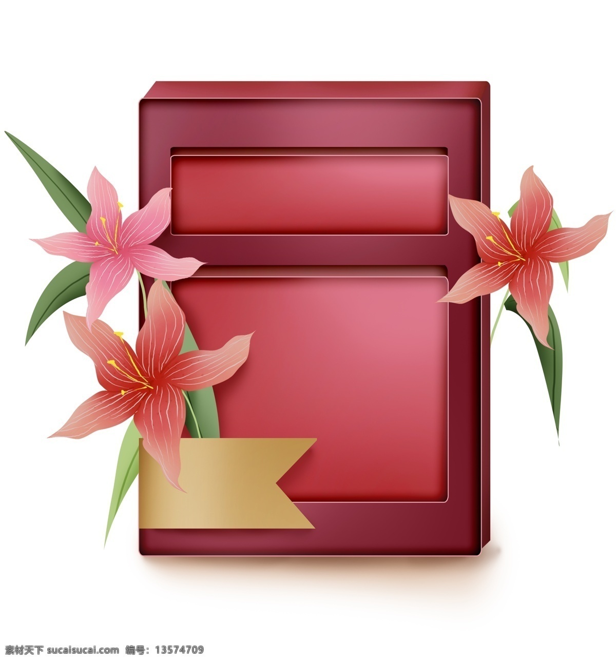 红色 立体 百合 文字 框 亲 节 花朵 提示 百合花 标题 情人节 花卉文本框 情人节文字框