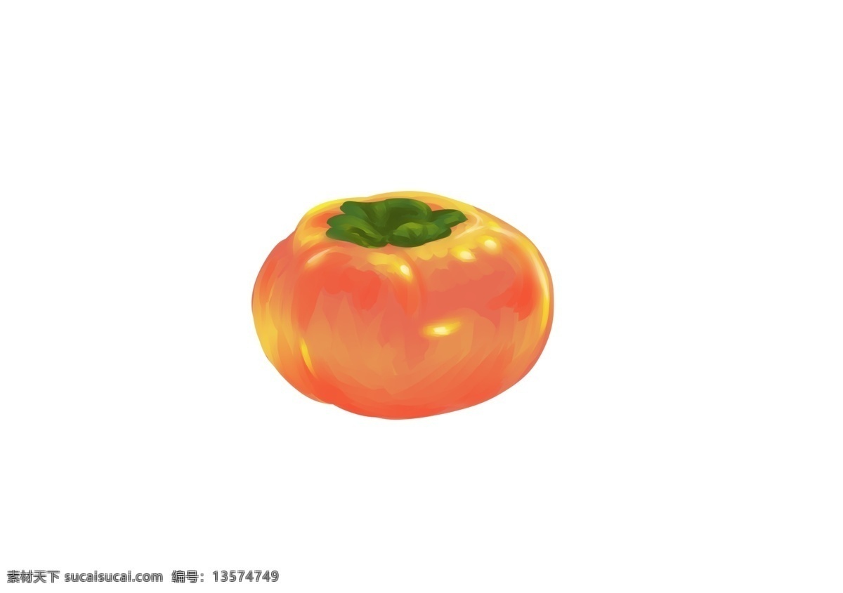 手绘 柿子 装饰 图案 厚涂 食物 水果 装饰图案