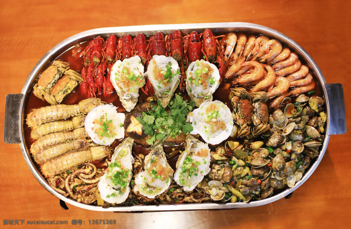 海鲜大咖 海鲜组合 扇贝 爬爬虾 鲜虾 小龙虾 餐饮美食 西餐美食