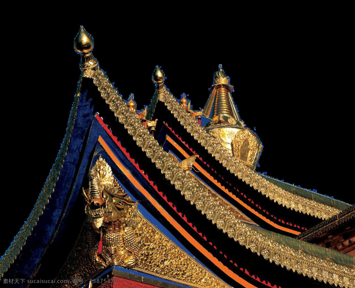 古典 古风屋檐 中国风屋檐 金色 宫殿 屋檐 实物 元素 古风屋檐实景 手绘 图案