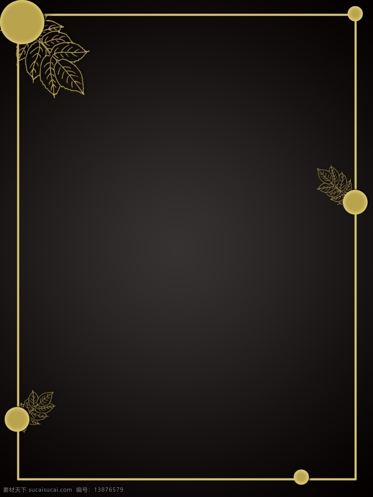 原创 高级 黑金 树叶 几何 背景 黑金背景 简约 线框