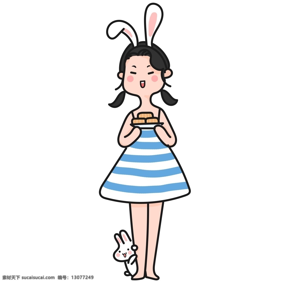 中秋节 兔 女郎 月饼 兔子 可爱 卡通 手绘 女孩 人物 中秋 吃月饼 月兔 玉兔 兔女郎 配图 白兔