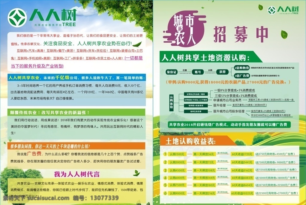 人人树 宣传单 蓝色 绿色 生态背景 dm宣传单