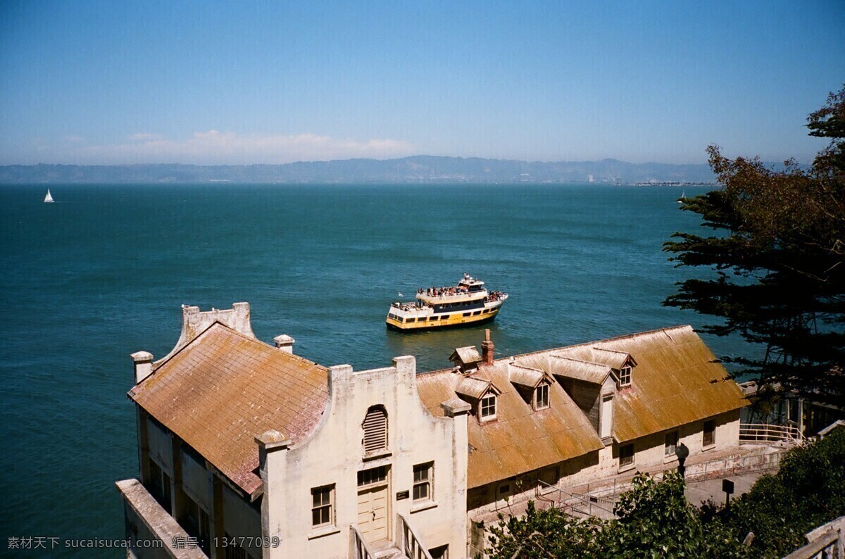 港湾 观光 国外旅游 海岛 海港 海景 建筑 蓝天 旧金山 美国 恶魔和天使岛 游船 海岛建筑 旅游 各国文化风情 旅游摄影 风景 生活 旅游餐饮