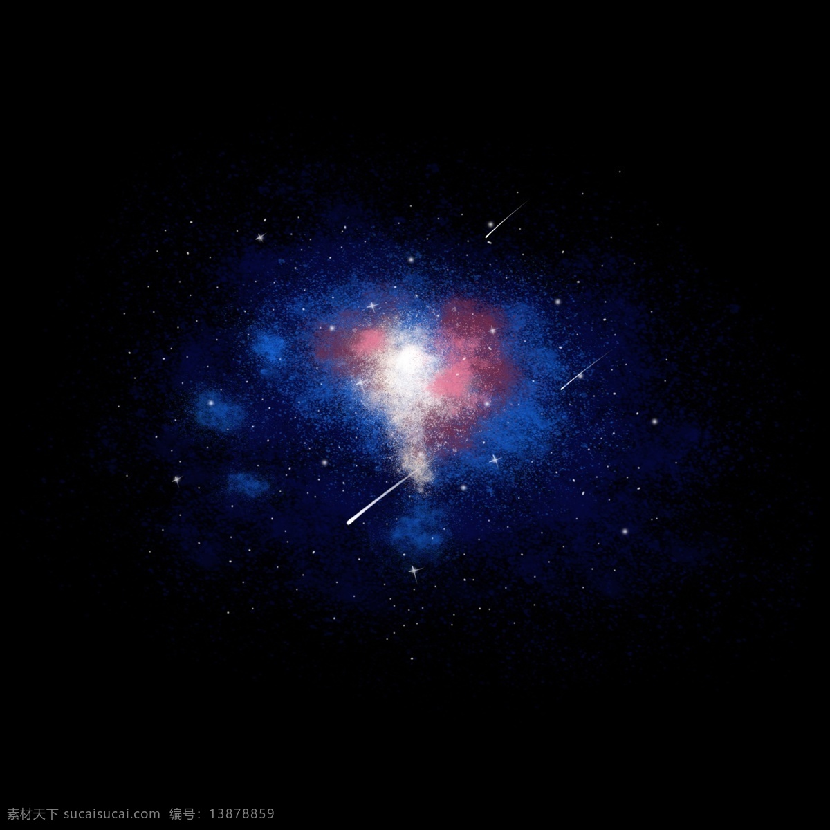 手绘 风 写实 星云 元素 手绘风 元素设计 宇宙 流星 星星 蓝色 可商用