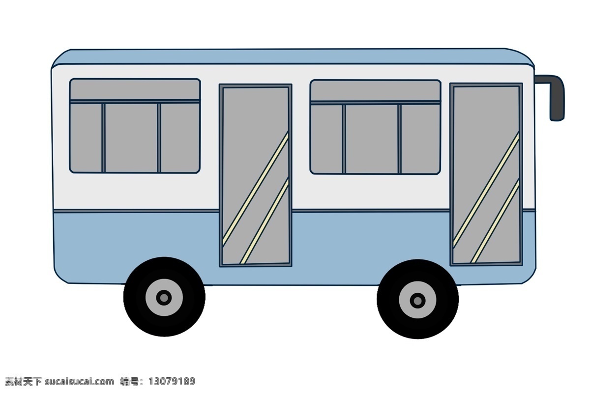 卡通 浅蓝色 公交车 插画 浅蓝色公交车 交通工具 城市公交车 卡通车辆 汽车 黑色轮胎 公交车插画
