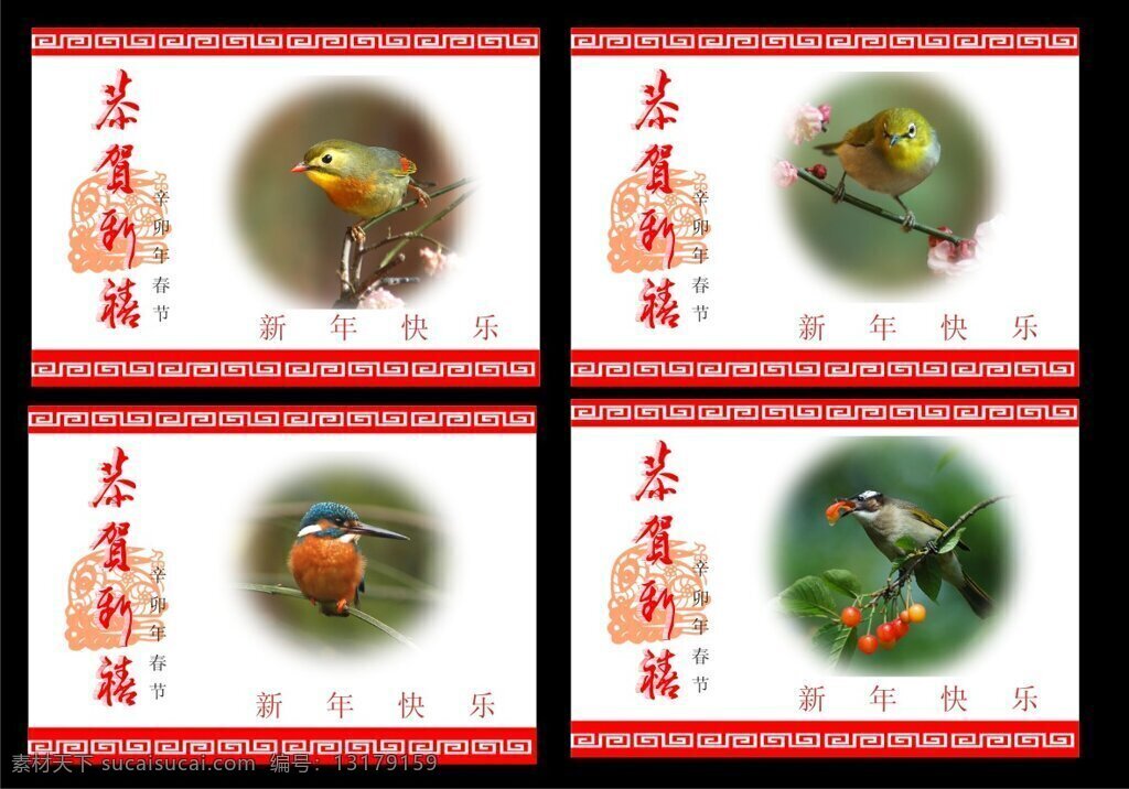 2011 新年 恭贺新禧 花鸟 贺卡 矢量 2011新年 春节 树枝 小鸟 节日素材 其他节日