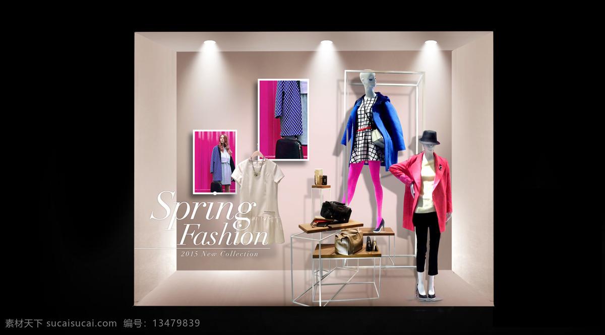 春季 女装 橱窗 3d设计 橱窗设计 服装 时尚 时尚搭配 女装橱窗 3d模型素材 其他3d模型