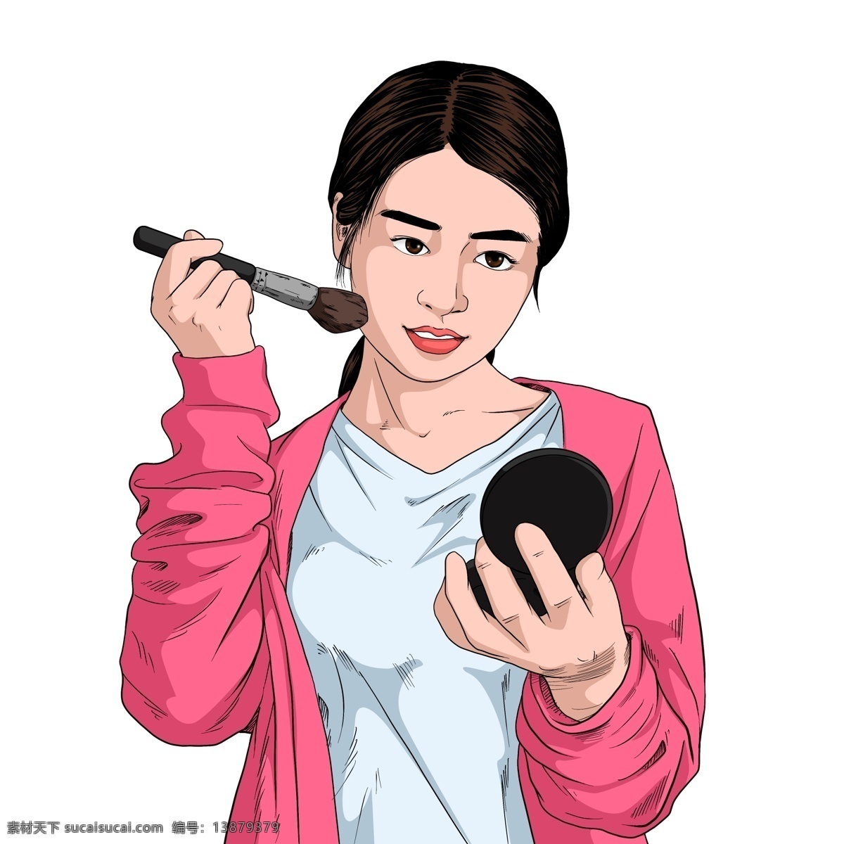 手绘 风 化妆 女生 手绘风 化妆的女生 装饰图案
