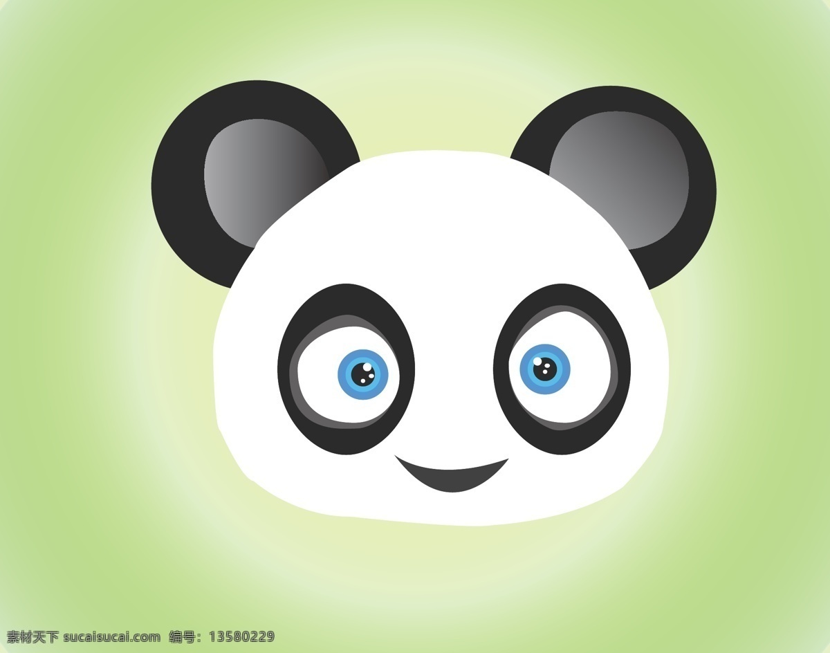 大熊猫 头像 淡绿色 渐变背景 矢量素材 其他矢量 矢量