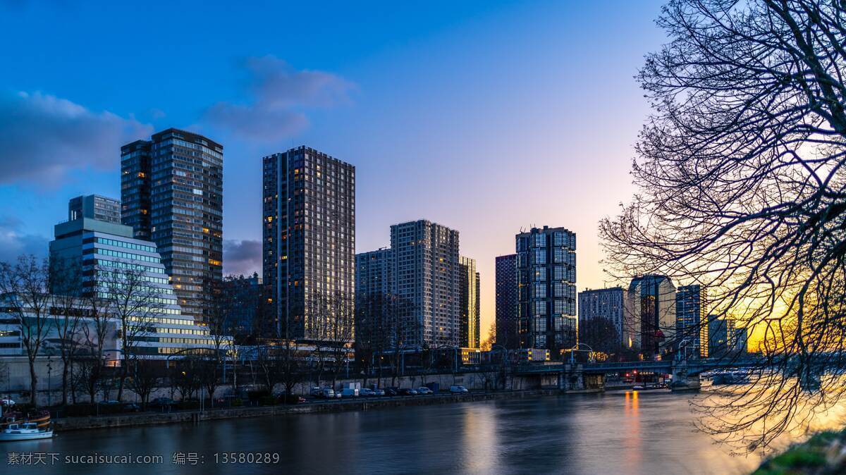 城市 高楼 建筑 天空 光 云 蓝色 背景 现代 科技 树 海 傍晚 自然景观 建筑景观