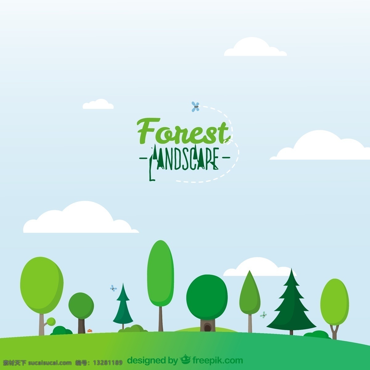 森林景观 自然 绿色 景观 森林 林木 自然植被 矢量 eps文件