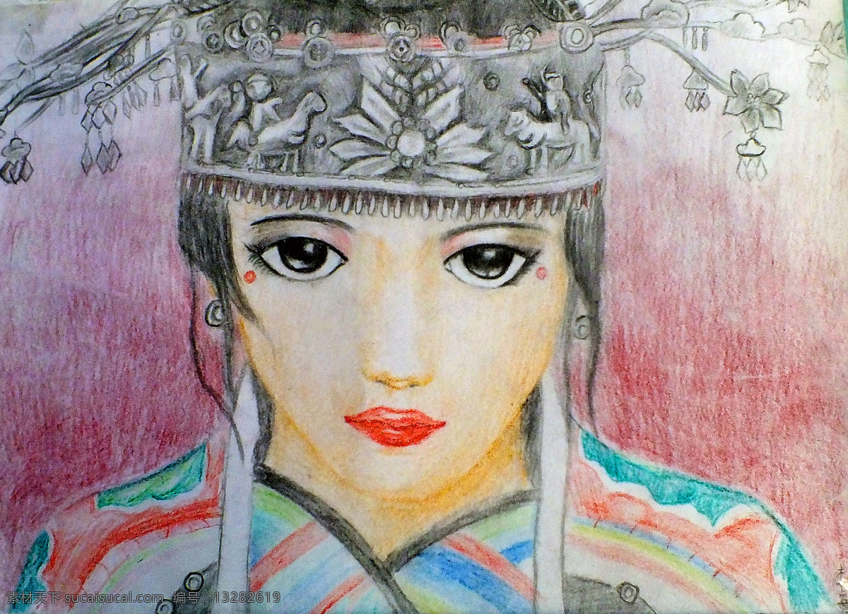 绘画书法 教育 美术 人像 色彩画 文化艺术 学校 学生 色彩 设计素材 模板下载 学生色彩人像 根河市 中学 美术展览 学生作品 psd源文件