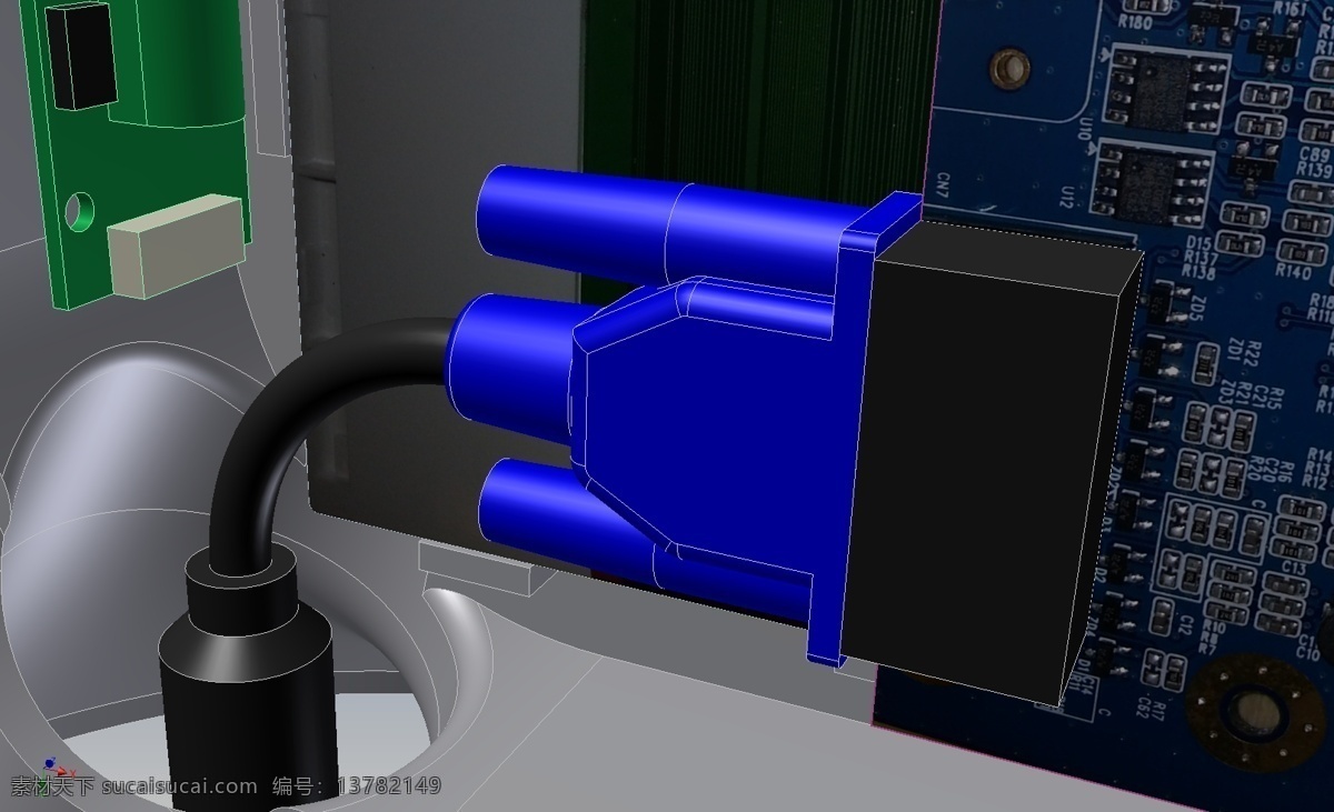 插头 最大 弯曲 半径 监控电缆 vga 电气 工业设计 家用 3d模型素材 其他3d模型