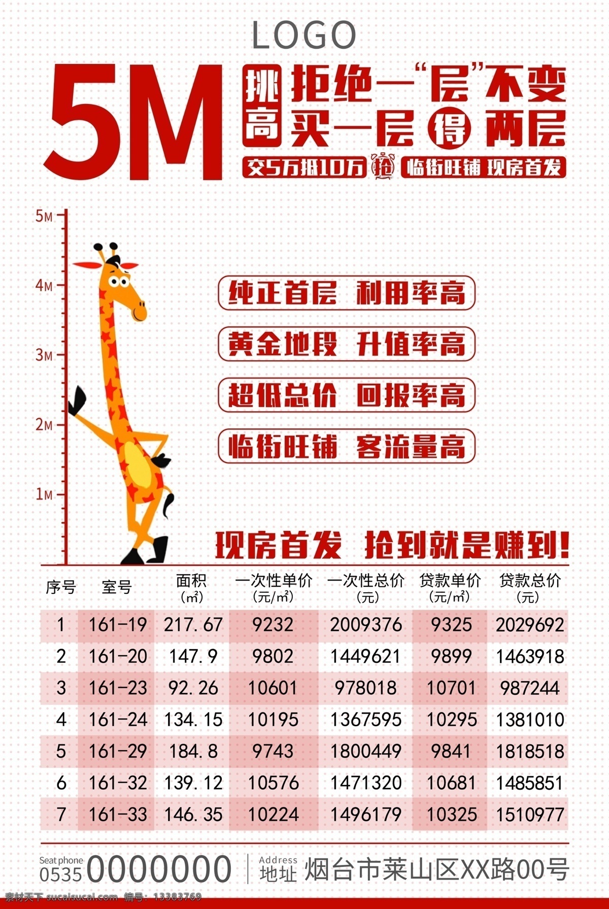 房地产 广告 商铺 海报 房地产海报 地产广告 商铺海报 长颈鹿 简约海报 挑高商铺 双层商铺 特价房 可编辑 买一层送一层