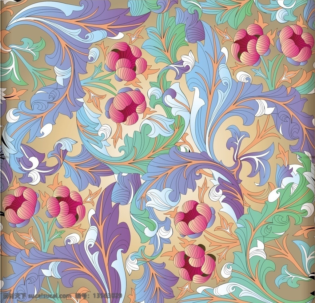 高档华丽花纹 布纹 底纹 花边 墙纸 传统纹 华丽欧式底纹 底纹背景 底纹边框 矢量