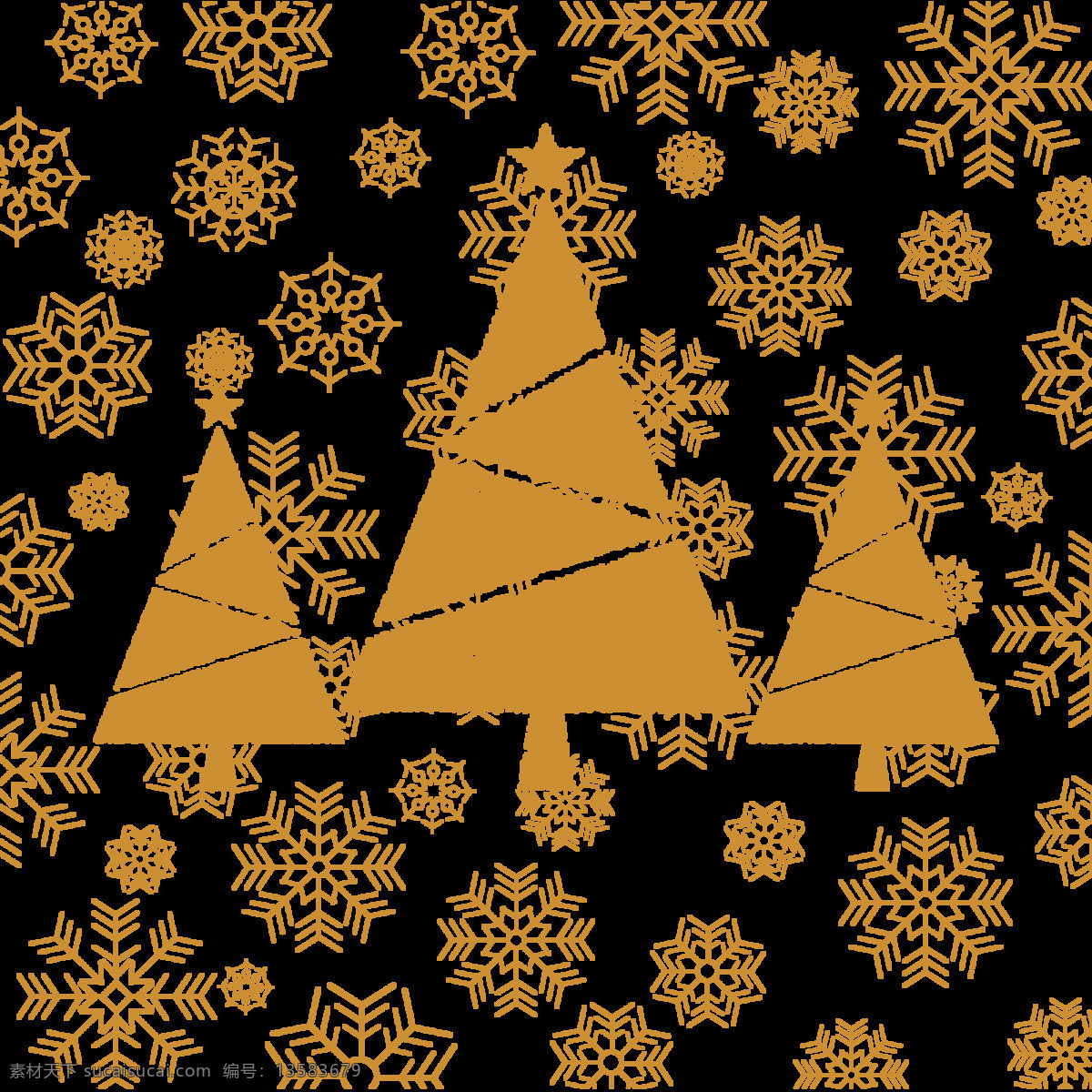 卡通 金色 圣诞树 元素 png元素 冬季 节日 免抠元素 透明素材 新年