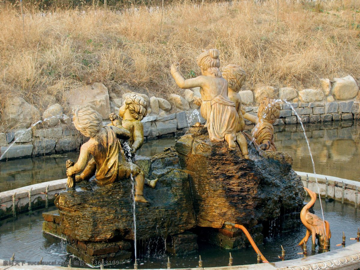 水池 艺术雕塑 雕塑 欧洲风格 艺术品 喷水池