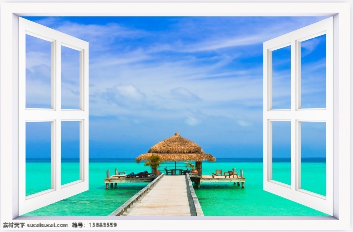 3d窗外海景 电视背景墙 代 简约 时尚 海景 大海 蓝天 白云 椰子树 地中海 海鸥 地中海风情 建筑 地中海建筑 山水风景 沙滩 贝壳 海豚 帆船 分层 风景